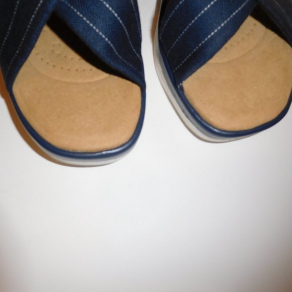 Clarks Women’s Collection Clara Cove Navy Marine Wedge Sandals—Size 12M NWT - Picture 5 of 8